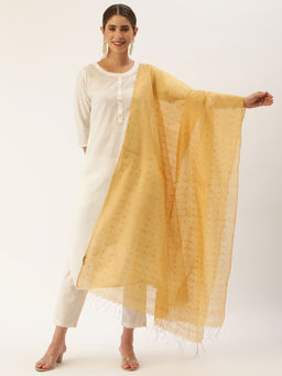 ArtEastri - Beige Silk Cotton Zari Dupatta