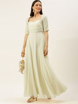 Ethnovog - Ready To Wear Off White Embroidered And Sequins Gown