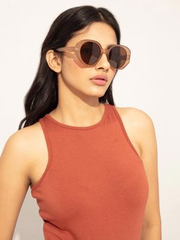 Twenty Dresses by Nykaa Fashion - Brown Hexagon Casual Sunglasses