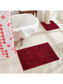 OBSESSIONS - Anti-Skid Cotton Bathmat and Contour Set Red