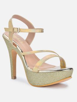 VALIOSAA - Gold Embellished Stilettos Heels