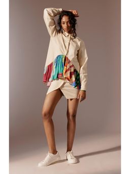Advait - Elio Beige Solid Mini Skirt