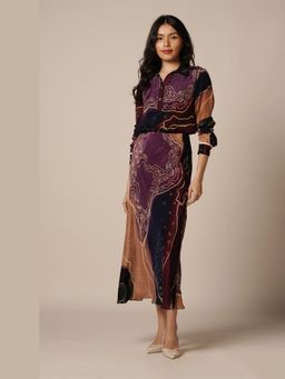 Advait - River Brown Top with Skirt