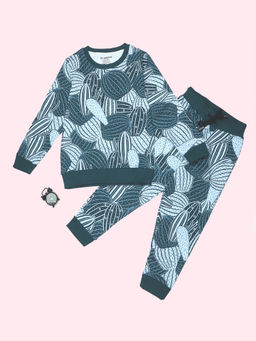 Be Awara - Cactus Pattern Kids Sweatshirt & Joggers Teal (Set of 2)