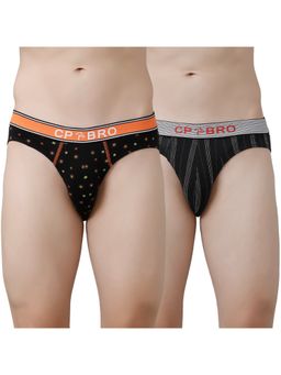 CP BRO - Printed Briefs with Exposed Waistband Value - Black Dot & Black Stripe (Pack of 2)
