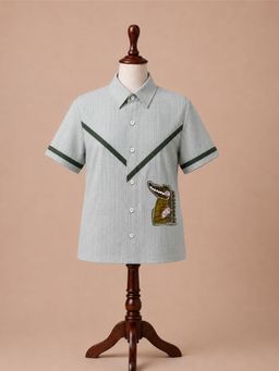 Tilsim by Sagarika Mehrotra - Green Patterned Crocodile Trail Shirt