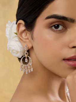 Indinoor - Naina Zircon Chaandbaali Earrings - White