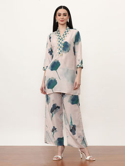 Jaipur Kurti - Cotton Blend Embroidered Co-Ord (Set of 2)