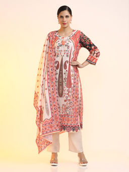 Jaipur Kurti - Linen Printed Kurta with Trouser and Dupatta (Set of 3)