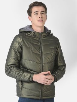CRIMSOUNE CLUB - Men Polished Olive Green Padded Jacket