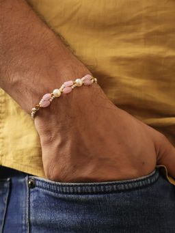 BeAbhika - Blush Pearl Tassel Bhai Bhabhi Rakhi With Lumba & Roli Chawal Capsules