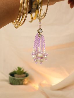 BeAbhika - Lavender Pearl Tassel Beaded Designer Lumba With Roli Chawal Capsules