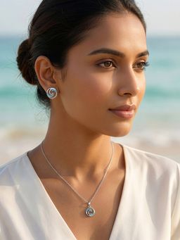 GIVA - 925 Silver Amphitrite Necklace With Earrings