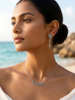 GIVA - 925 Silver Leto Necklace With Earrings