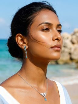 GIVA - 925 Silver Antiope Necklace With Earrings