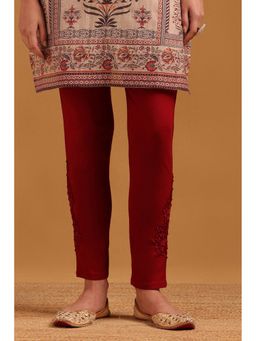 Soch - Maroon Floral Mid Waist Pant