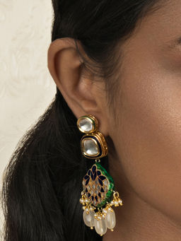 Joules By Radhika - Blue Charming Enamelled Kundan Earrings