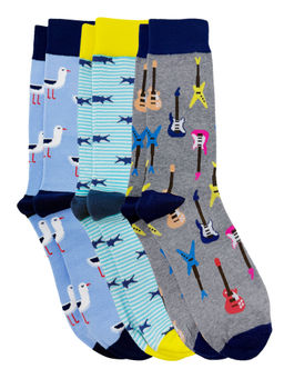 Mint & Oak - Men Multi-Color Toes in a Row Crew Socks (Pack of 3)