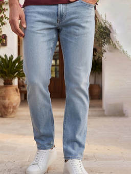 Louis Philippe - Men's Ice Blue Regular Fit Mid-Rise Stretchable Jeans