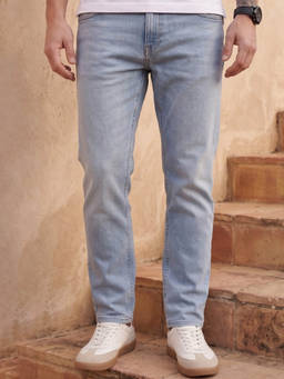 Louis Philippe - Men's Ice Blue Smart Fit Mid-Rise Stretchable Jeans
