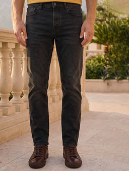 Louis Philippe - Men's Charcoal Smart Fit Mid-Rise Stretchable Jeans
