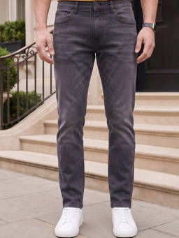 Louis Philippe - Mens Dk. Grey Smart Fit Mid-Rise Stretchable Jeans