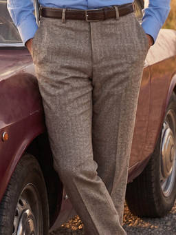 Louis Philippe - Men Brown Textured Flat Front Formal Trouser
