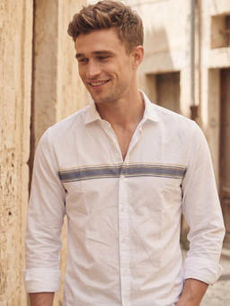 Louis Philippe - White Cotton Stripes Shirt