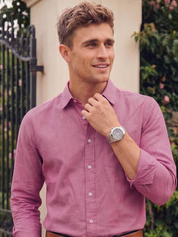 Louis Philippe - Pink Solid Polyester Blend Regular Fit Shirt