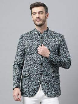 HANGUP Men Party Wear Blazer Polyester Viscose Fabric Regular Fit Printed Multi Color