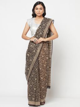 Fabindia - Cotton Silk Block Printed Saree Without Blouse