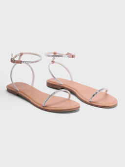 Twenty Dresses by Nykaa Fashion - Nude Open Round Toe Embellished Party Sandals for Women