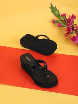 Truffle Collection - Black Embellished Heels