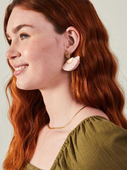 Accessorize London - Women Pink Fan Drop Earrings
