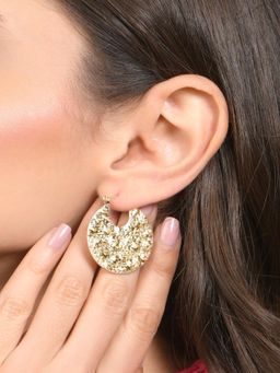 Accessorize London - Women Gold Textured Disc Hoop Earrings
