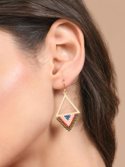 Accessorize London - Women Multi Diamond Beaded Drop Earrings