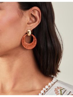 Accessorize London - Women Rust Raffia Doorknocker Earrings