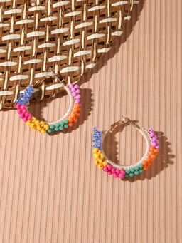 Accessorize London - Women Multi Bright Beaded Hoop Earrings