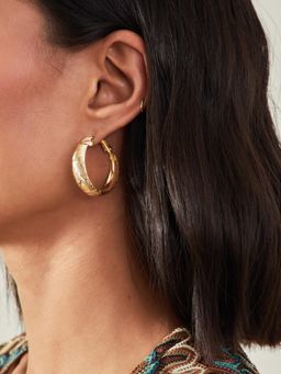 Accessorize London - Women Gold Etched Chunky Hoop Earrings