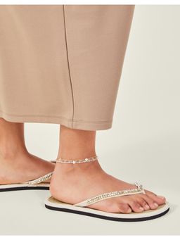 Accessorize London - Women Gold Facet Bead Anklets Pack Of 3