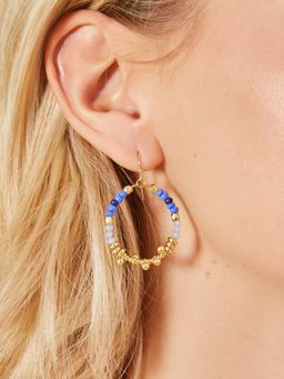 Accessorize London - Women Multi Beaded Bobble Drop Hoop Earrings