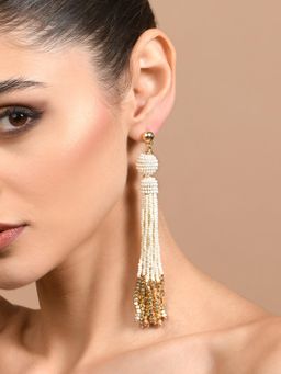 Accessorize London - Women White Tassel Drop Earrings