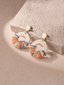 Accessorize London - Women Multi Beaded Raffia Doorknocker Earrings