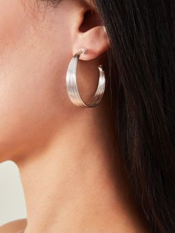Accessorize London - Women Silver Layered Hoop Earrings