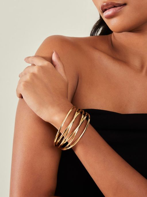 Accessorize London Women Gold Multi-Band Cuff Bracelet
