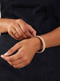Accessorize London - Women Gold Diamante Stretch Cuff Bracelet