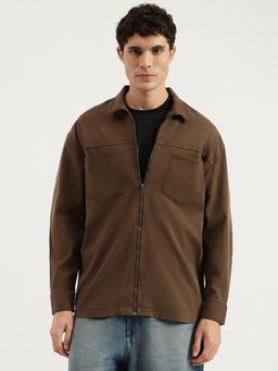 United Colors of Benetton - Men Brown Oversized Fit Collar Solid Shacket