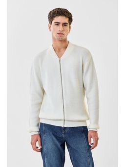 Snitch - Men Off White Full Sleeves Relaxed Jacket