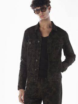 Jack & Jones - Men Regular Fit Black Printed Denim Jacket