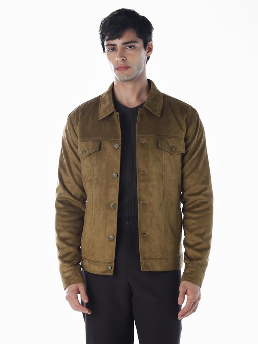 Jack & Jones Men Regular Fit Brown Solid Jacket